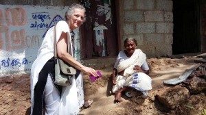 This 'pensioner' has only one leg and so could not make the meeting place at Pandimanpara ans so Jane went to see her and deliver the pension. 